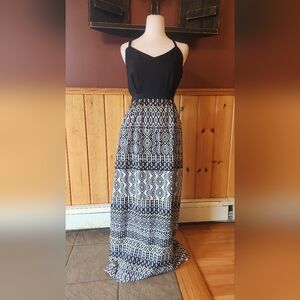 J. Crew Sleeveless Maxi Dress Geometric Black and White With Slit Size 00